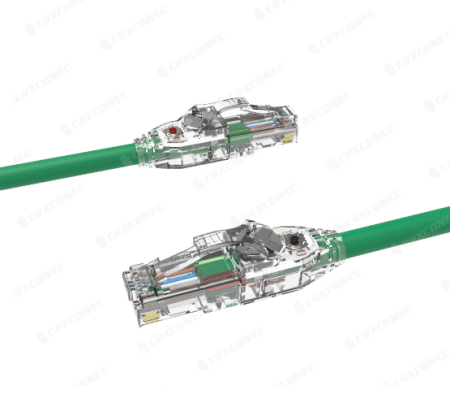 Kabel Tambalan Kuprum LSZH UTP Cat.6 24 AWG Berwarna Hijau Dengan Pengesanan LED 2M - Kord Tampalan UL Disenaraikan LED Traceable Cat.6 UTP 24AWG.